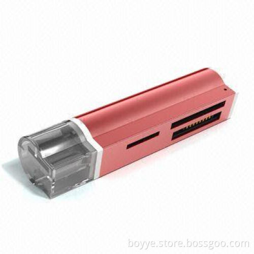 Small USB2.0 Card Reader with Special Zippo-design and Metal Shell, Supports SD, T-Flash Card